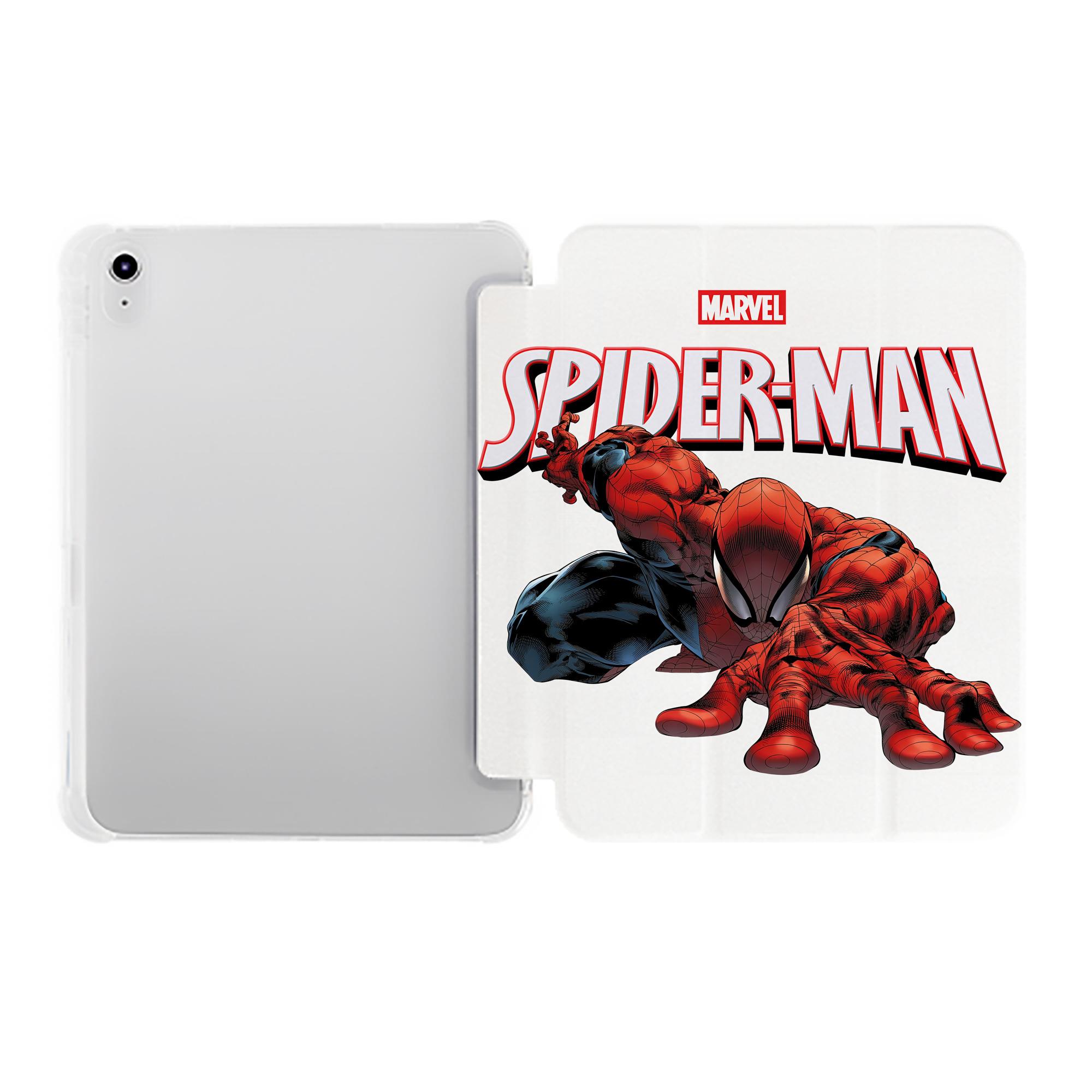 （画像用） Spider Man スパイダーマン IPad ケース ペン収納付き 三つ折りスタンド PUレザー×シリコン 対応機種9.5/10.5/10.9インチ